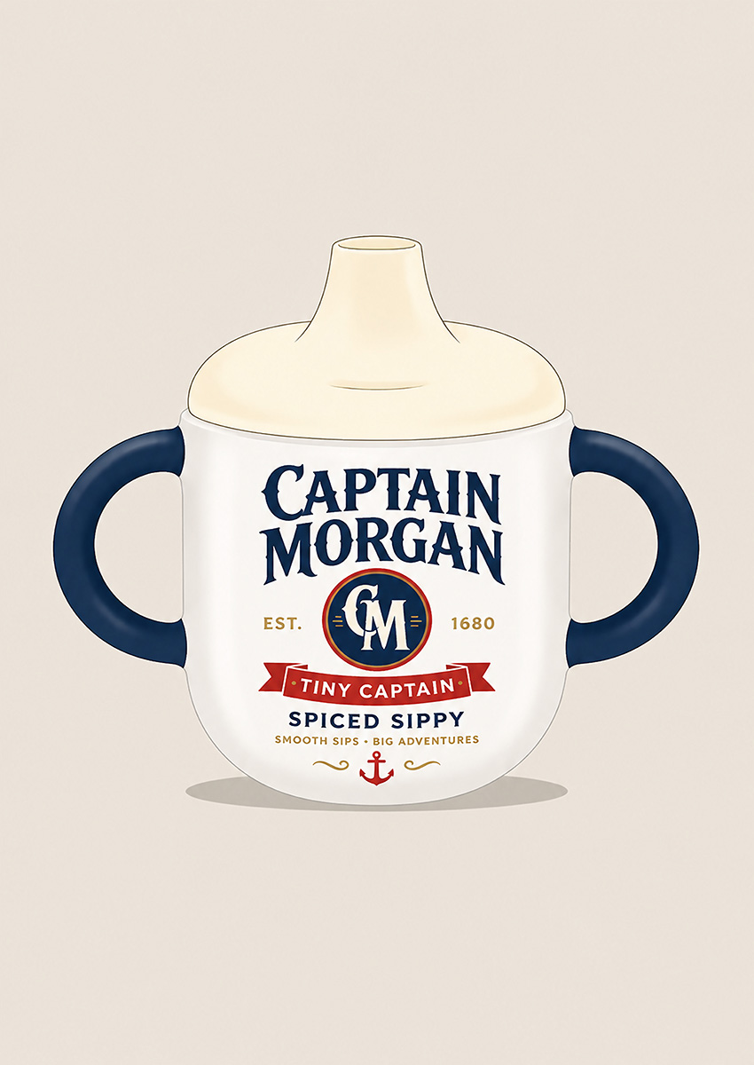 Captain Morgan Themed Baby Bottle Canvas Print & Poster Wall Art - AI PRINT LAB